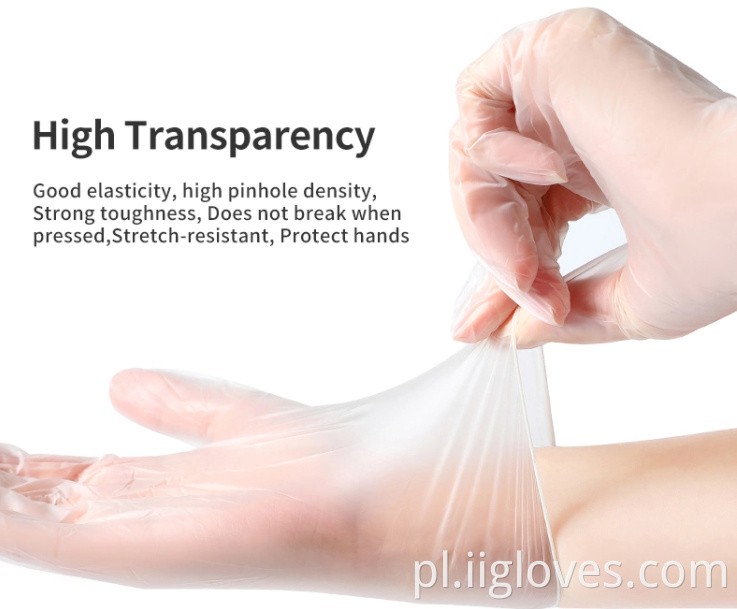 Przezroczyste przezroczyste rękawiczki winylowe do czyszczenia gospodarstw domowych Clear Transparent Household Cleaning Vinyl Safety Gloves